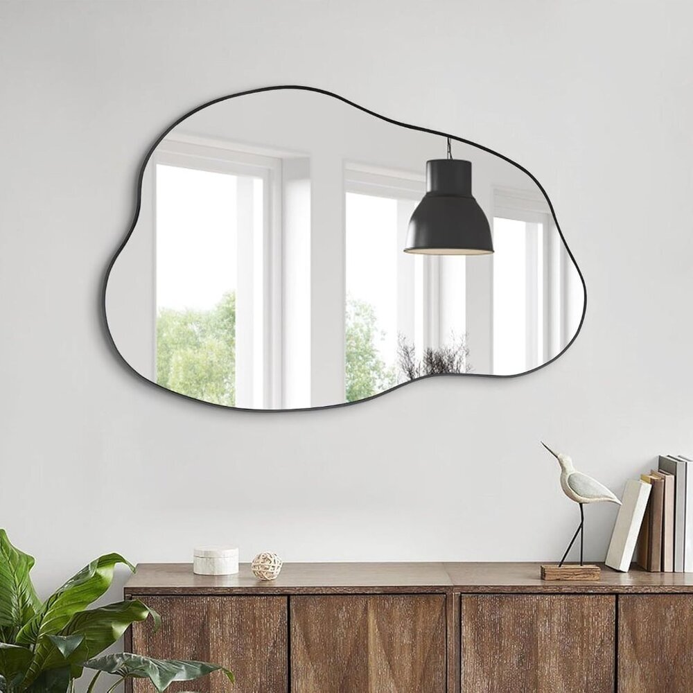 Asymmetrical Mirror, Black Irregular Mirrors, Cloud Shaped Mirrors, Unique Moder